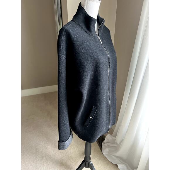 Vintage 90s Lauren Ralph Lauren black worsted wool full zip jacket size XL - Picture 2 of 6